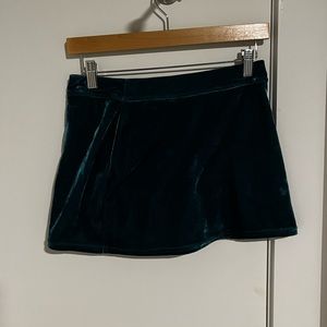 Dark Emerald Green Velvet Mini Skirt